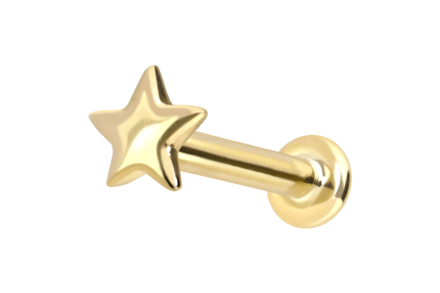 14 Karat Gold Labret Piercing mit Push Fit STERN